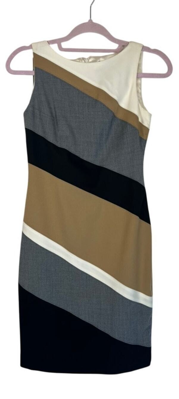 White‎ House Black Market Stripe Sleeveless Fitted Curvy Sheath Dress Size 00